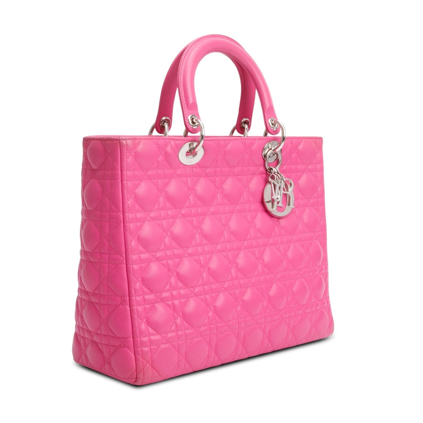 Christian Dior Pink Cannage Leather Large Lady Dior Bag