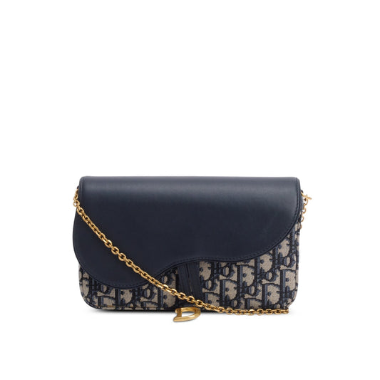 Christian 2026 Dior Oblique Jacquard Medium Saddle Pouch with Chain
