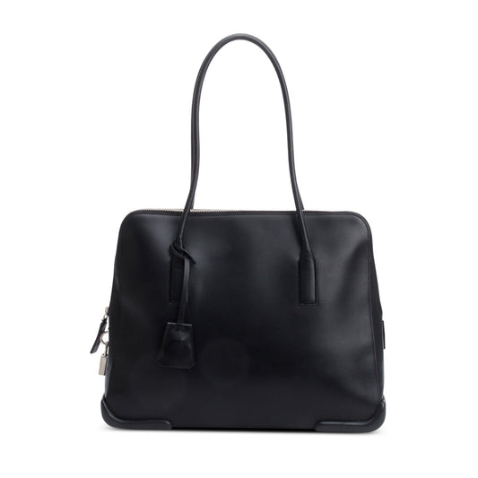 Prada Black Soft Calf Leather Dome Tote