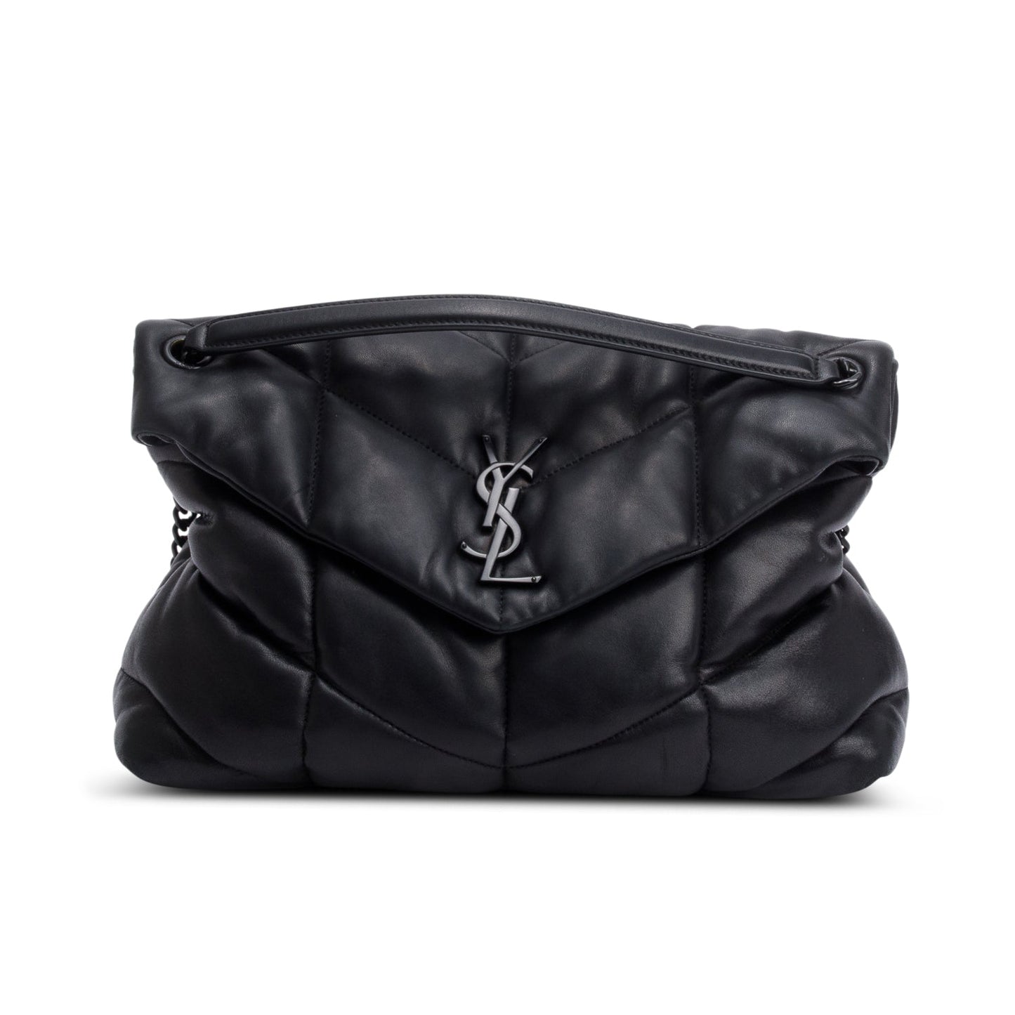 Saint Laurent 2021 Black Nappa Leather Medium Puffer Loulou Shoulder Bag