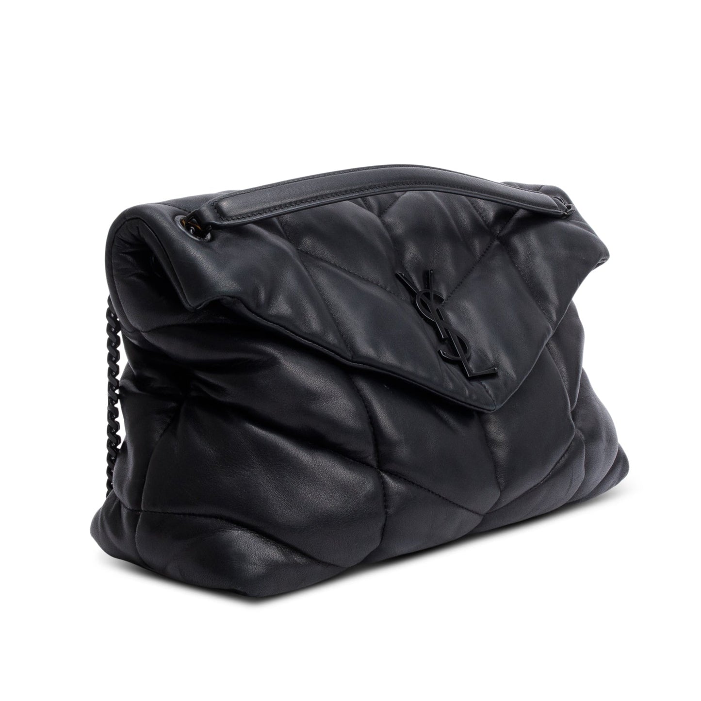Saint Laurent 2021 Black Nappa Leather Medium Puffer Loulou Shoulder Bag