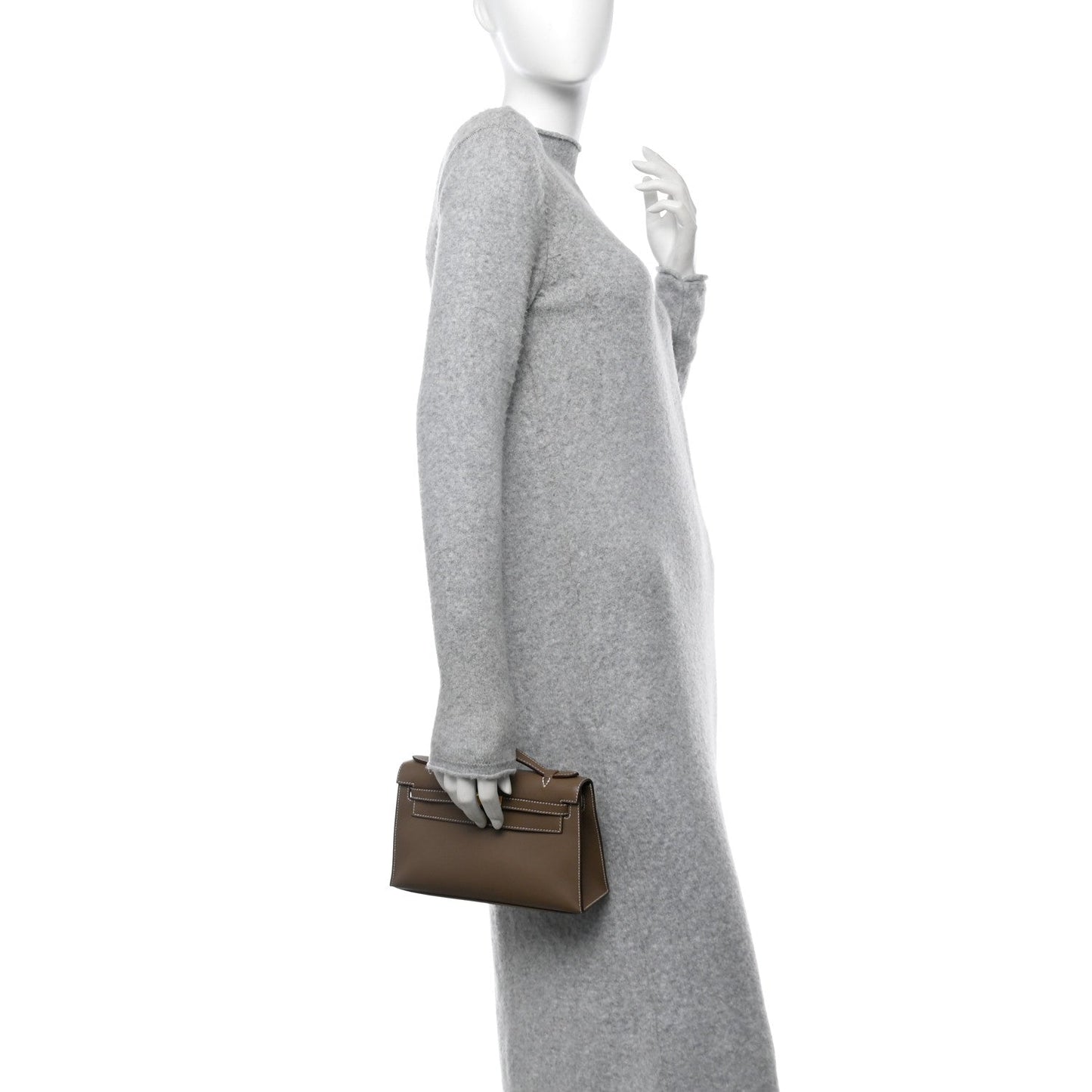 Hermes Swift Kelly Pochette Clutch Etoupe