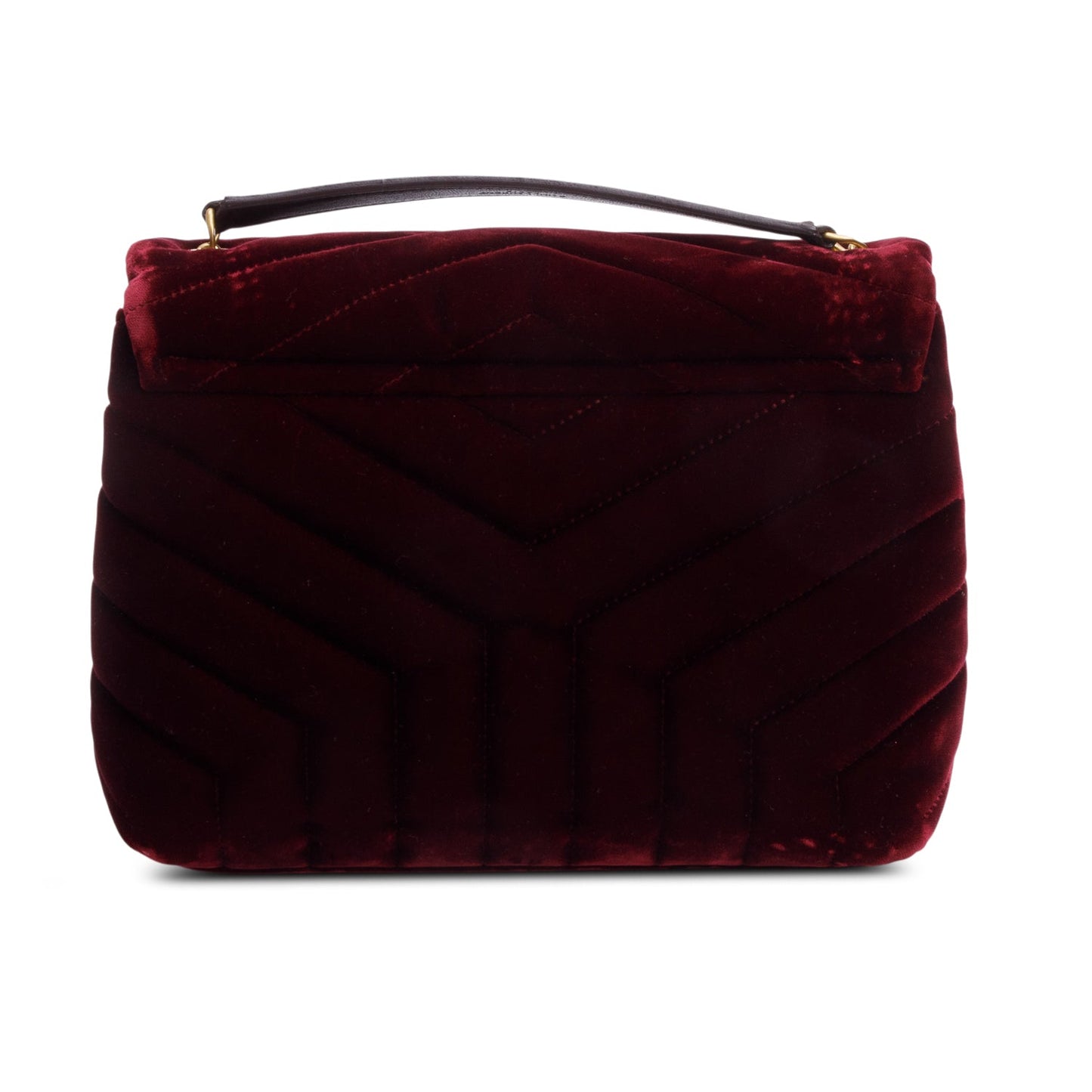 Saint Laurent Burgundy Quilted Velvet Small Loulou Shoulder Bag