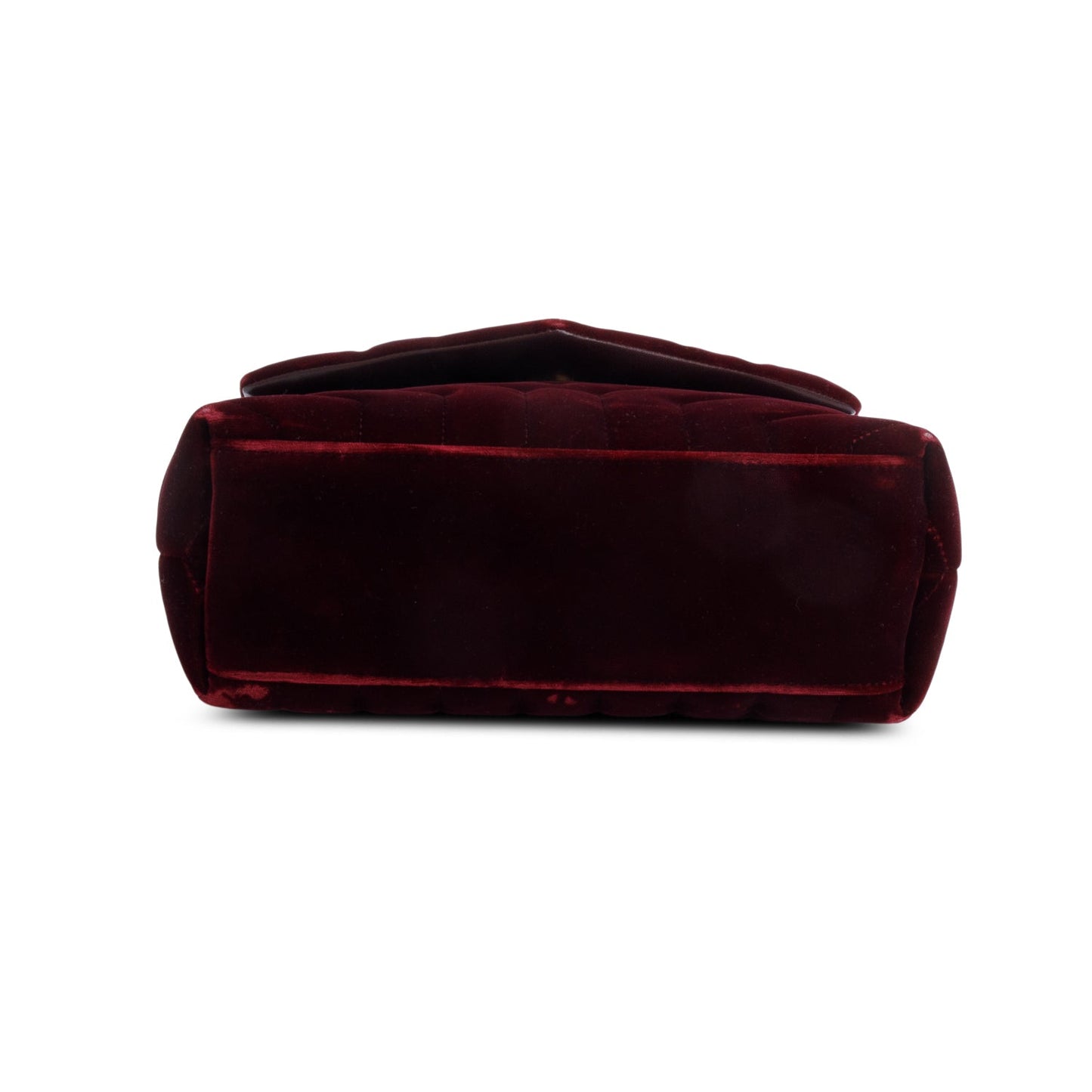 Saint Laurent Burgundy Quilted Velvet Small Loulou Shoulder Bag