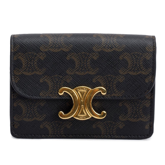 Celine 2023 Brown Triomphe Canvas Flap Card Holder