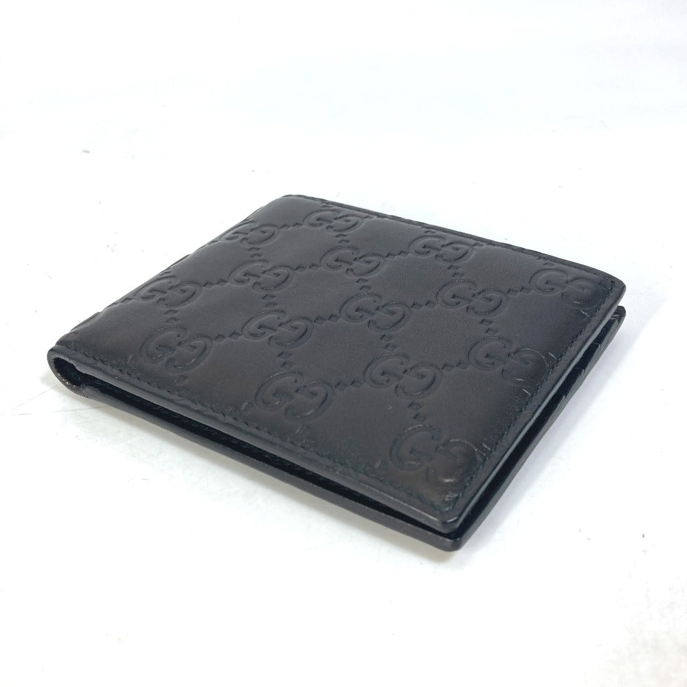 GUCCI Folded wallet 145754 Sima leather Black type Compact wallet GG Guccisima mens
