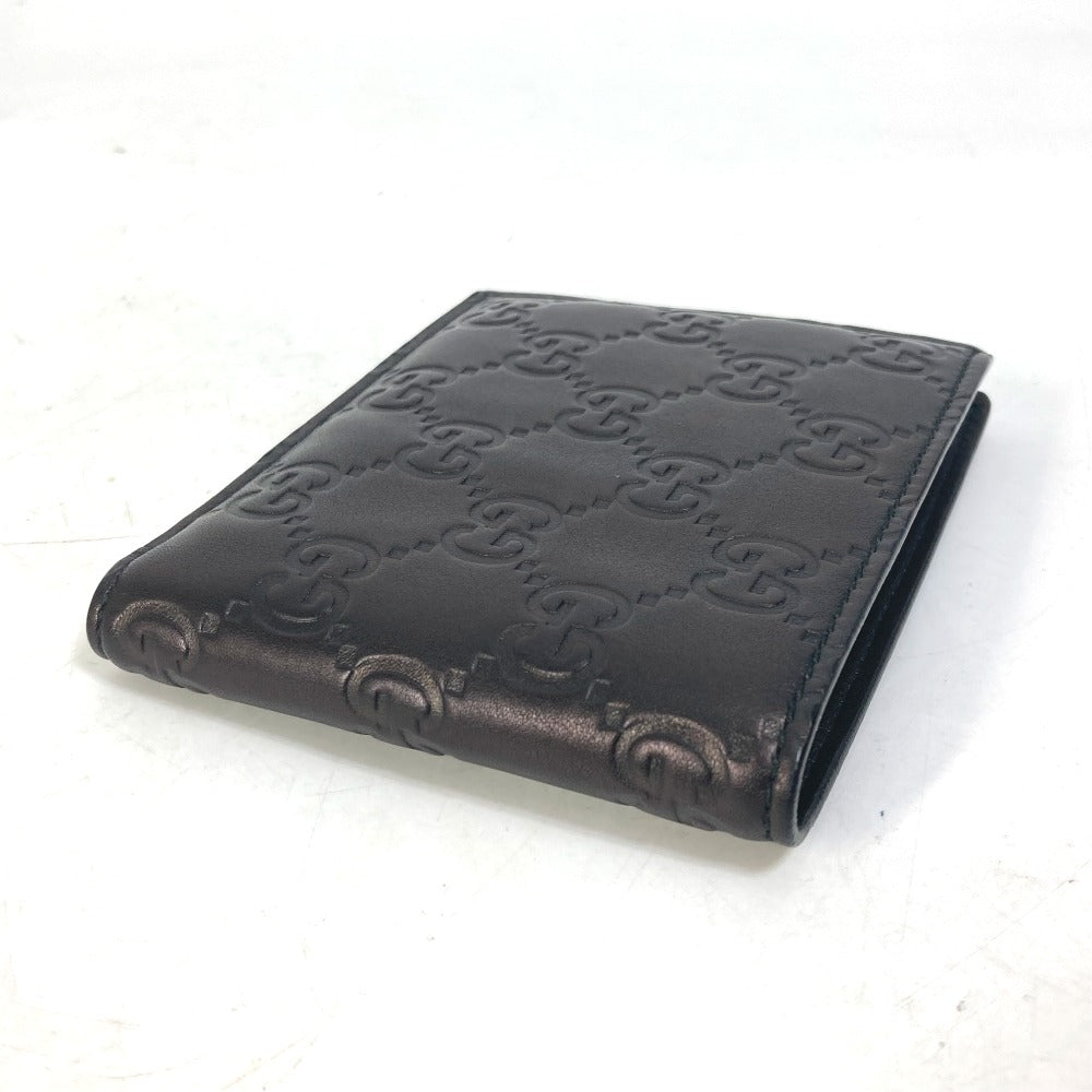 GUCCI Folded wallet 145754 Sima leather Black type Compact wallet GG Guccisima mens