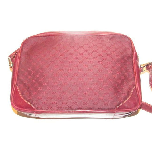 Gucci Vintage Gg Burgundy Small G Logo Canvas And Burgundy Leather