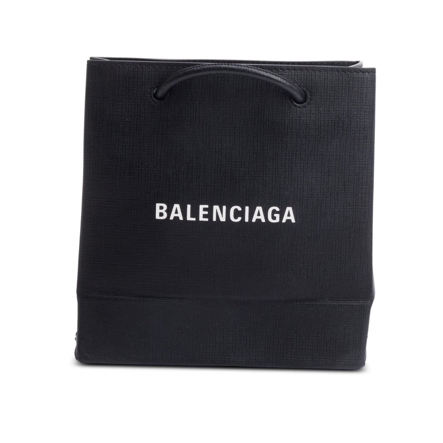 Balenciaga Black Calfskin Leather XXS Logo Leather Shopping Tote