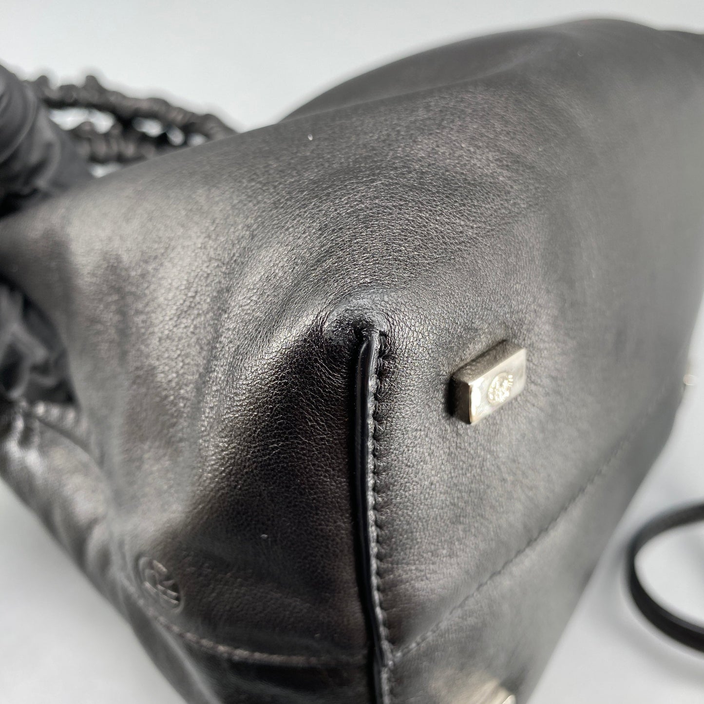 The Row Double Circle Bag Soft Black Leather Shoulder Bag