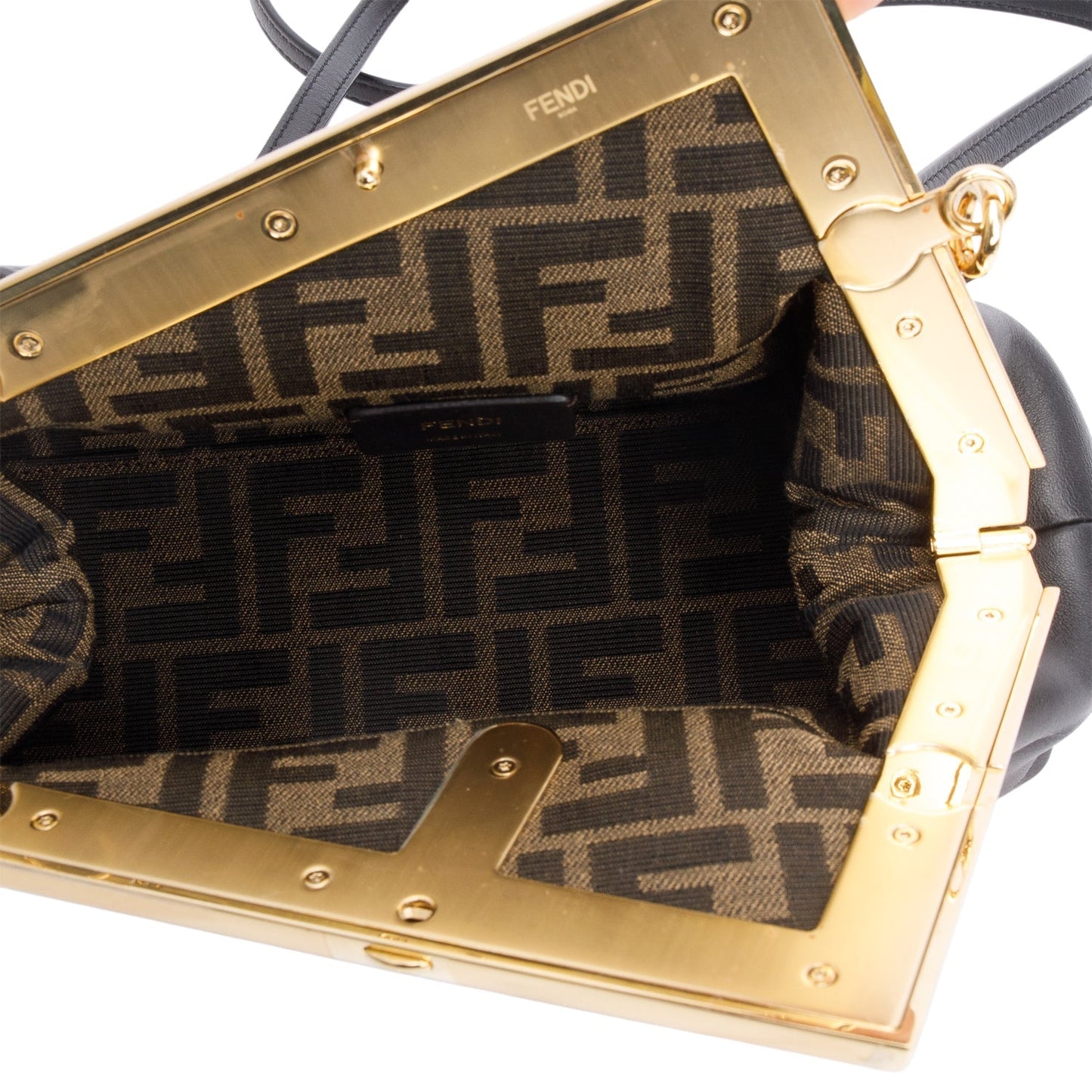 Fendi Black Nappa Leather Small Fendi First Bag