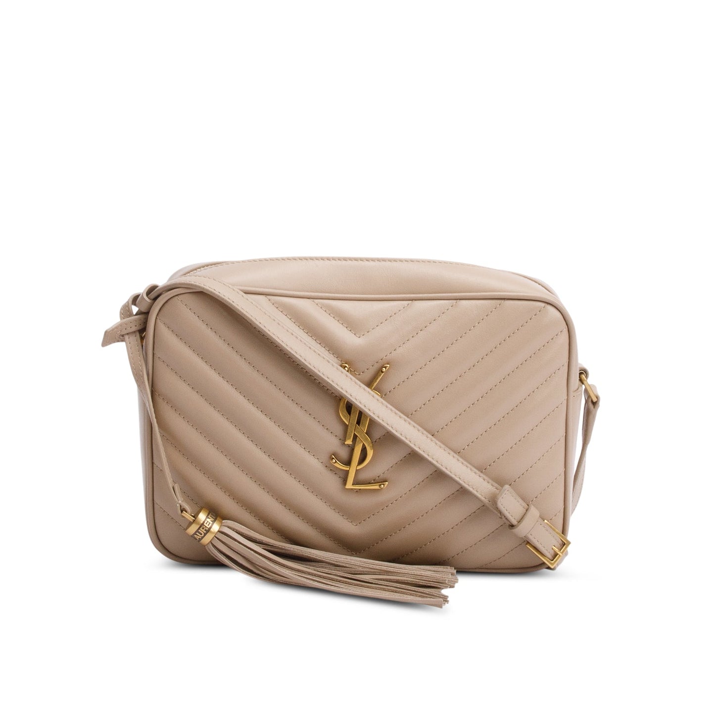 Saint Laurent Beige Quilted Leather Lou Camera Bag