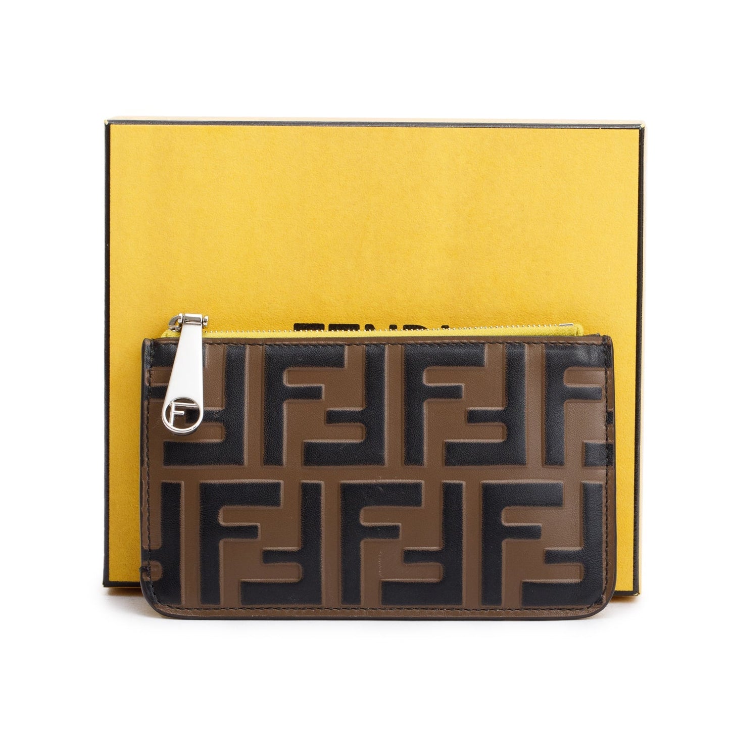Fendi Yellow Leather Key Case Pouch