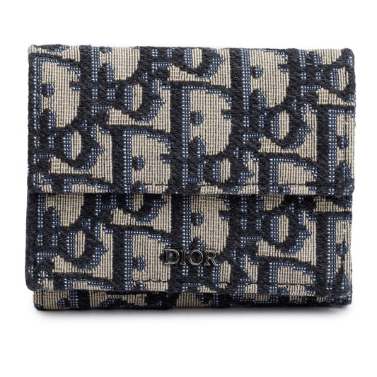 Christian Dior 2020 Oblique Jacquard Trifold Compact Wallet