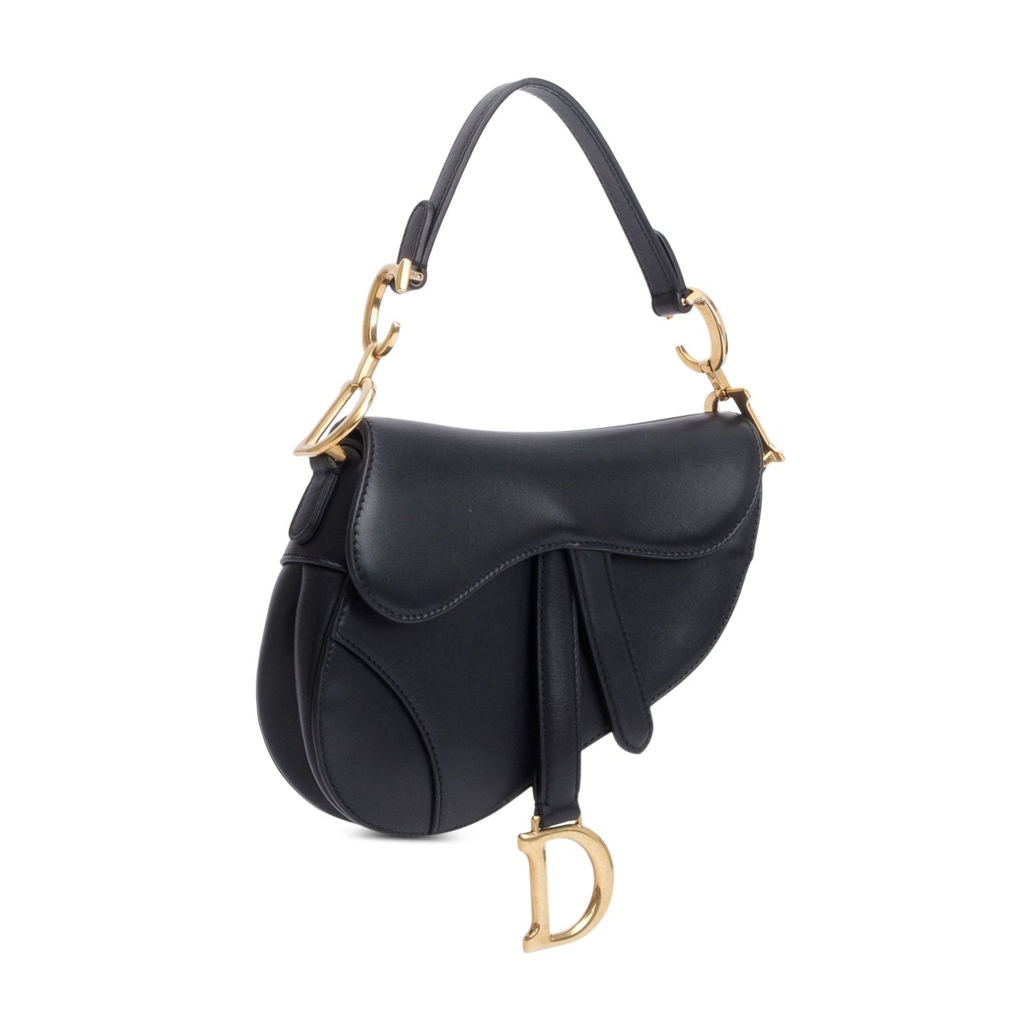 Christian Dior Black Smooth Leather Mini Saddle Bag