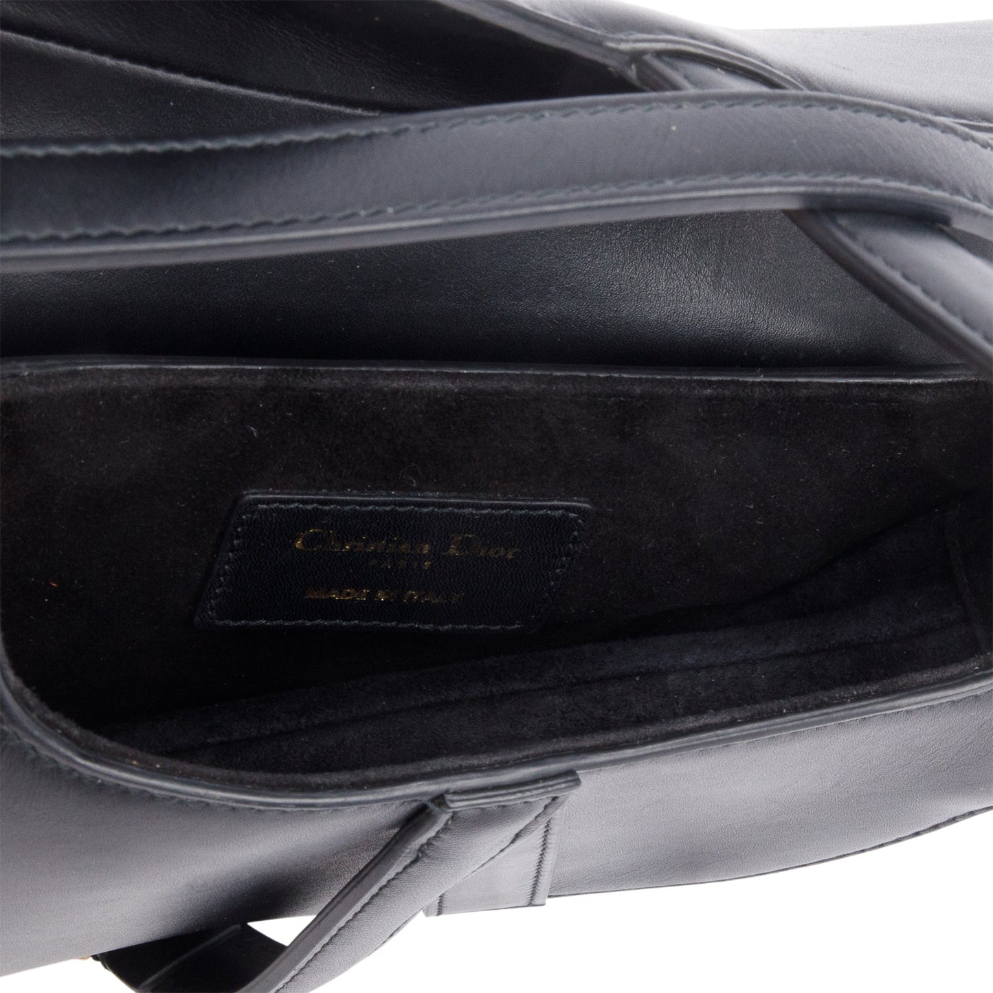 Christian Dior Black Smooth Leather Mini Saddle Bag