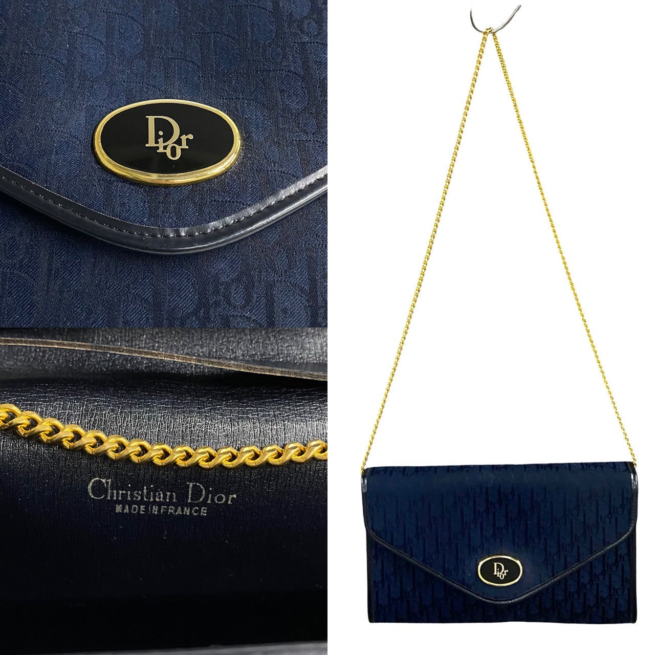 Christian Dior Trotter Leather Canvas Shoulder Bag