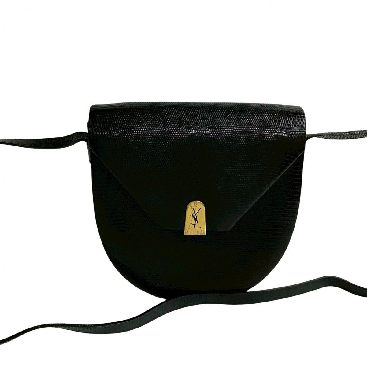 YVES SAINT LAURENT Shoulder Bag leather black YSL logo Women