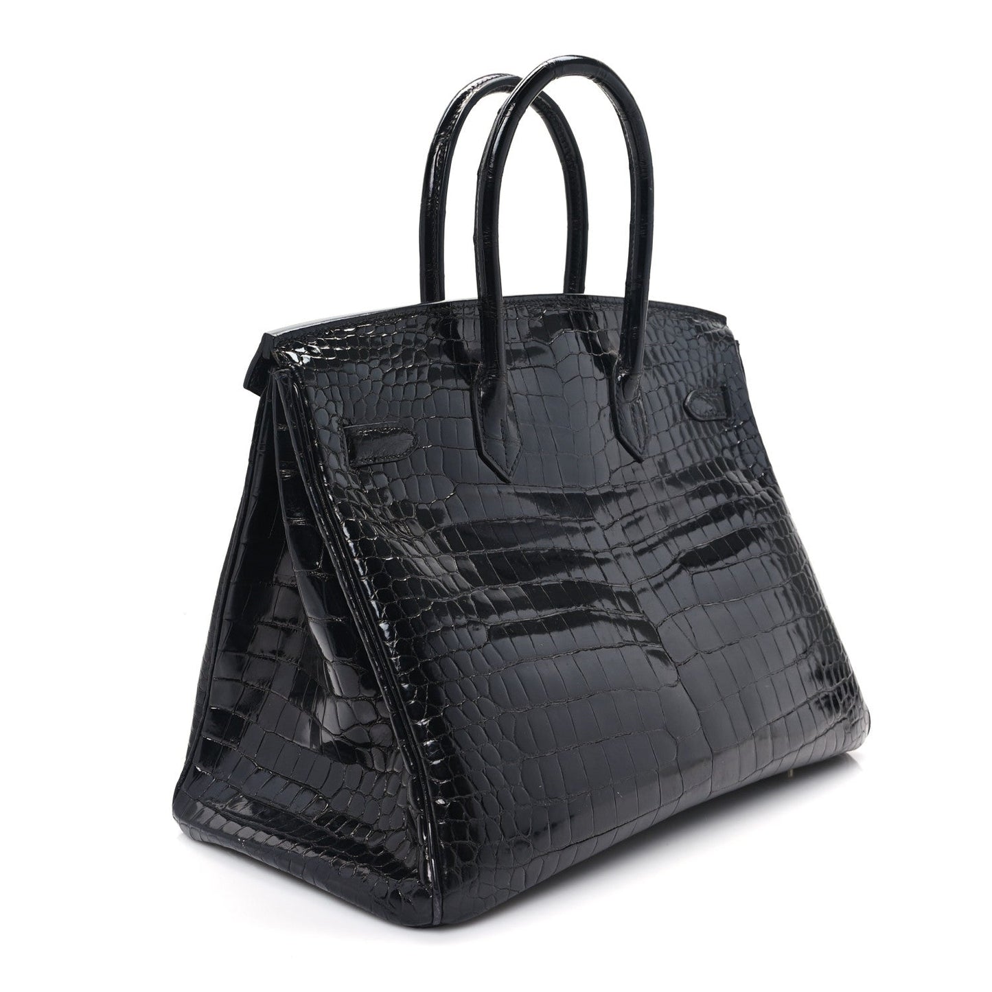 Hermes Shiny Porosus Crocodile Birkin 35 Black