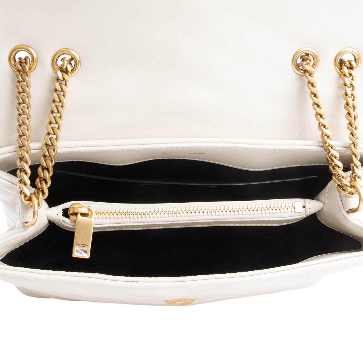 Saint Laurent 2021 White Quilted Leather Small Loulou Shoulder Bag