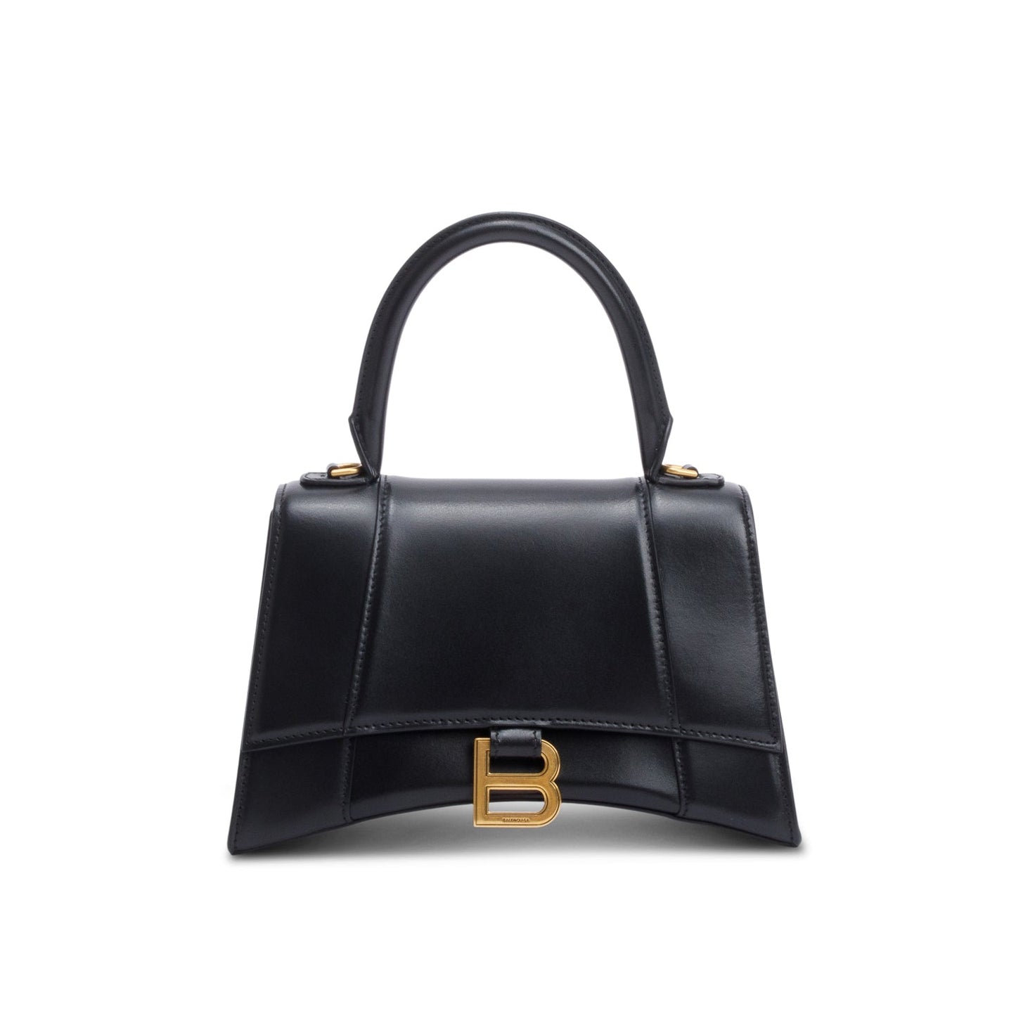 Balenciaga Black Smooth Leather Small Hourglass Top Handle Bag