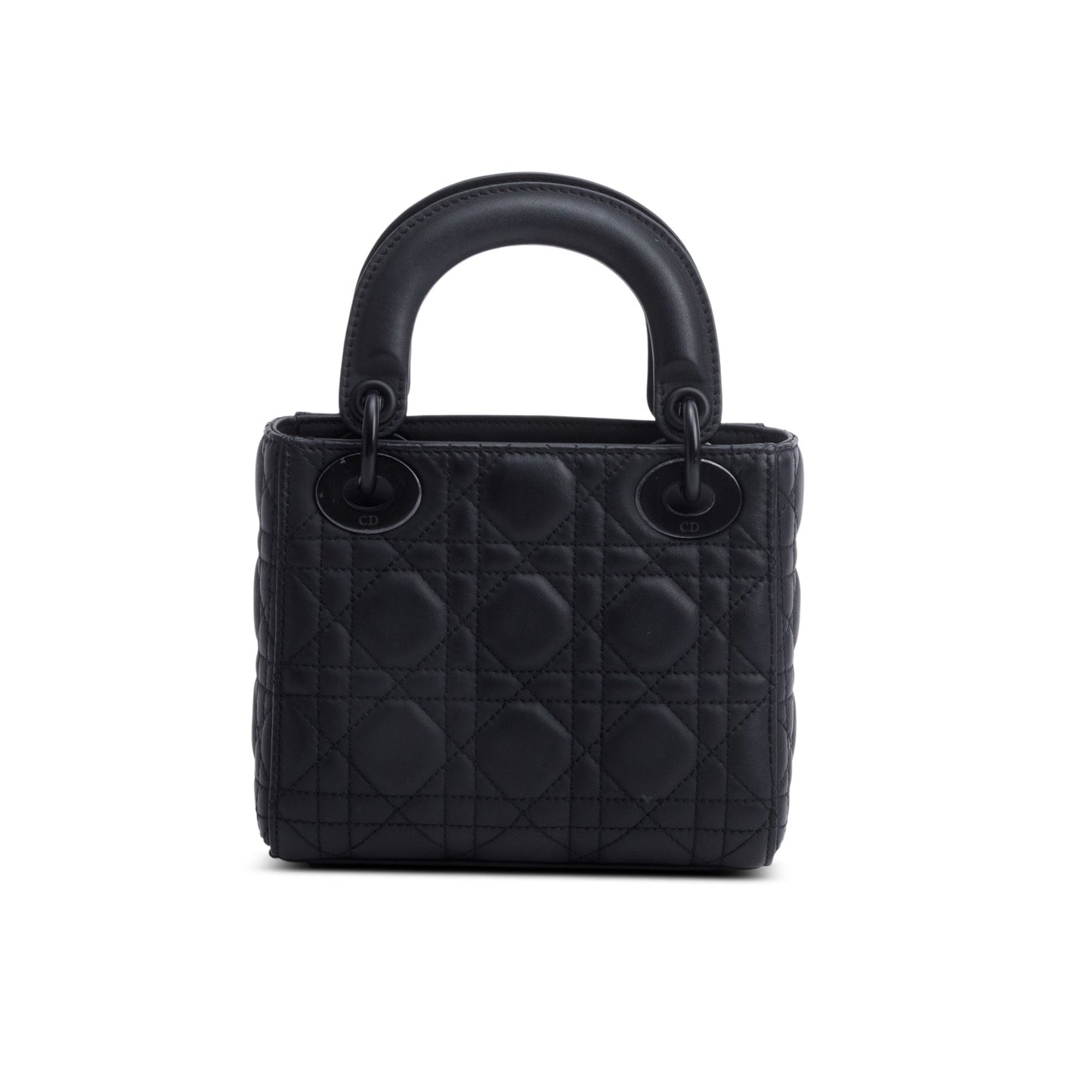 Christian Dior 2020 Black Ultramatte Cannage Leather Mini Lady Dior Bag