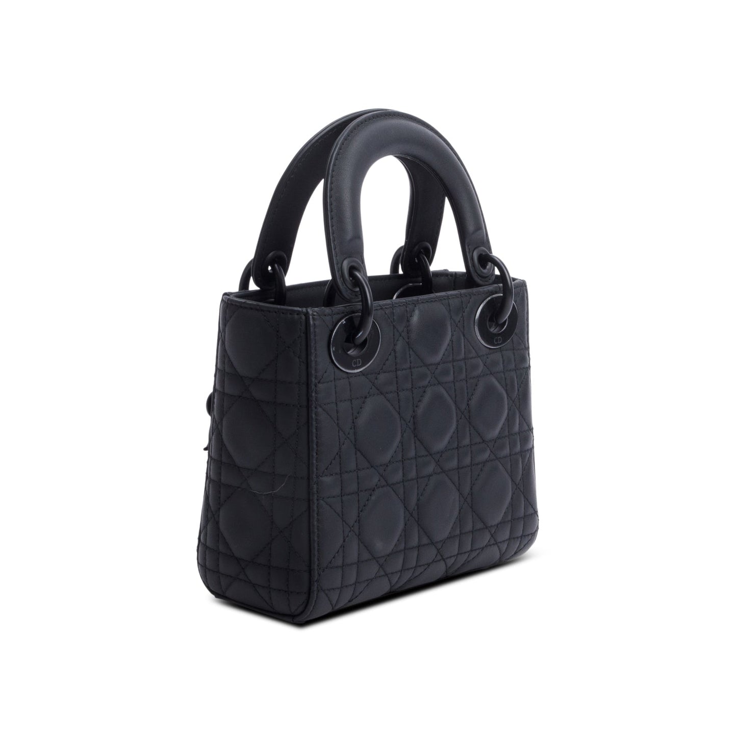 Christian Dior 2020 Black Ultramatte Cannage Leather Mini Lady Dior Bag