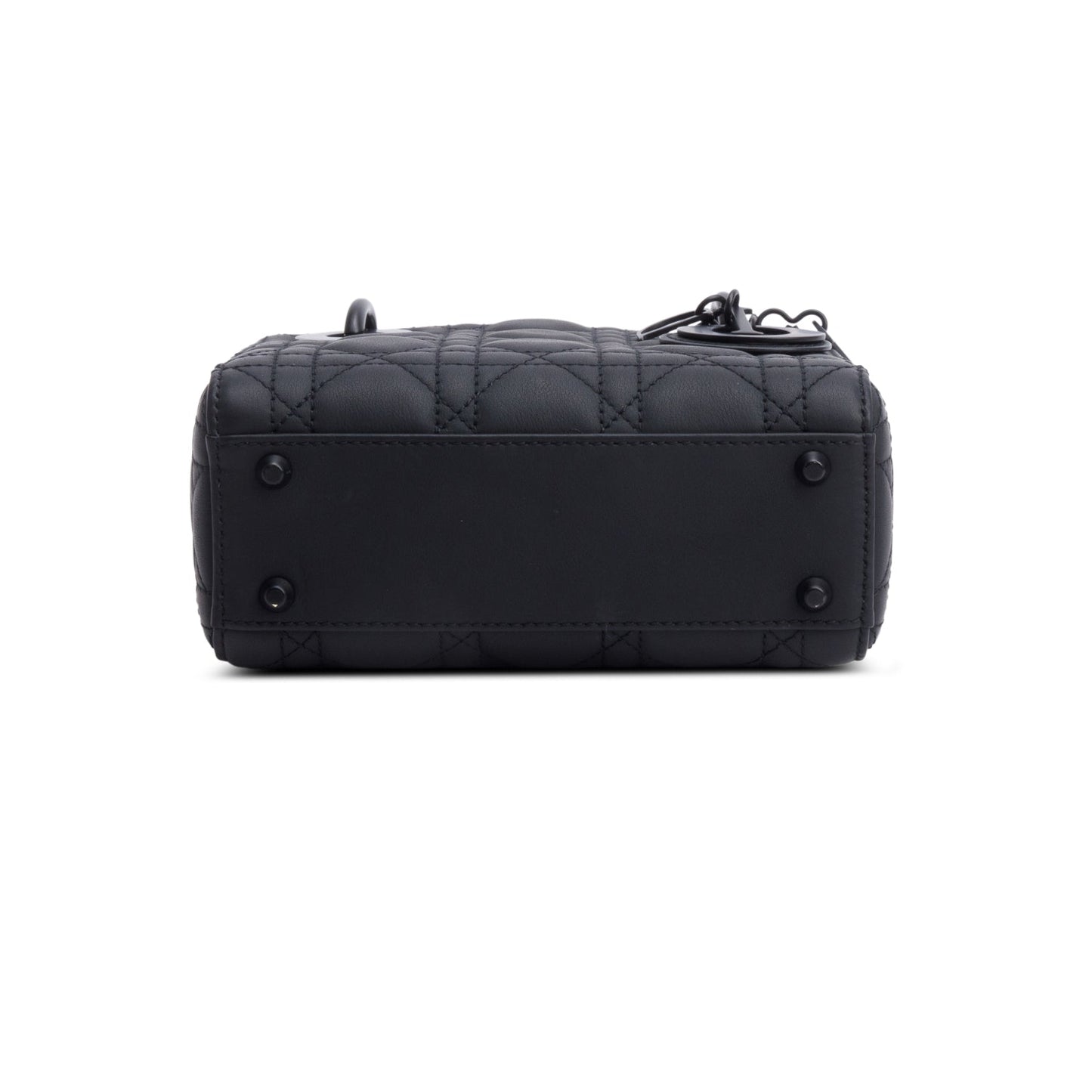 Christian Dior 2020 Black Ultramatte Cannage Leather Mini Lady Dior Bag