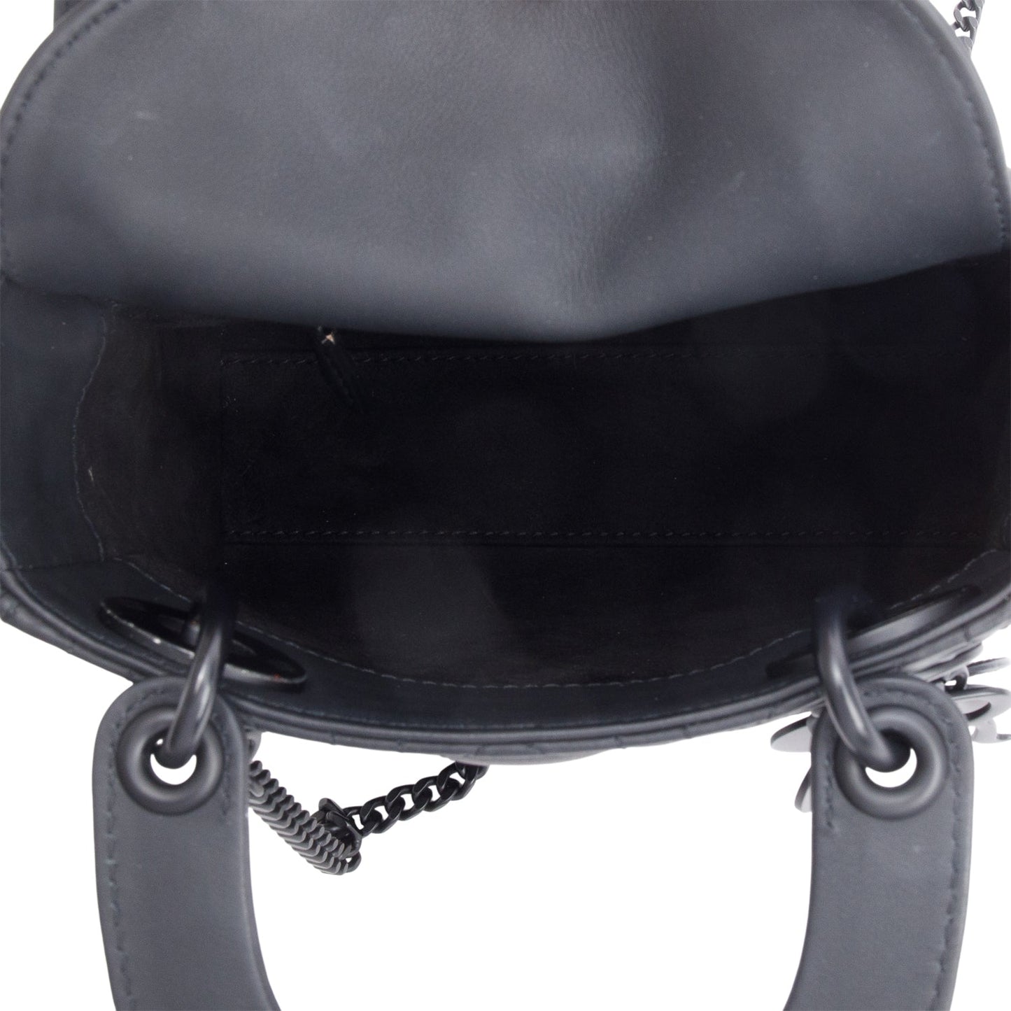 Christian Dior 2020 Black Ultramatte Cannage Leather Mini Lady Dior Bag