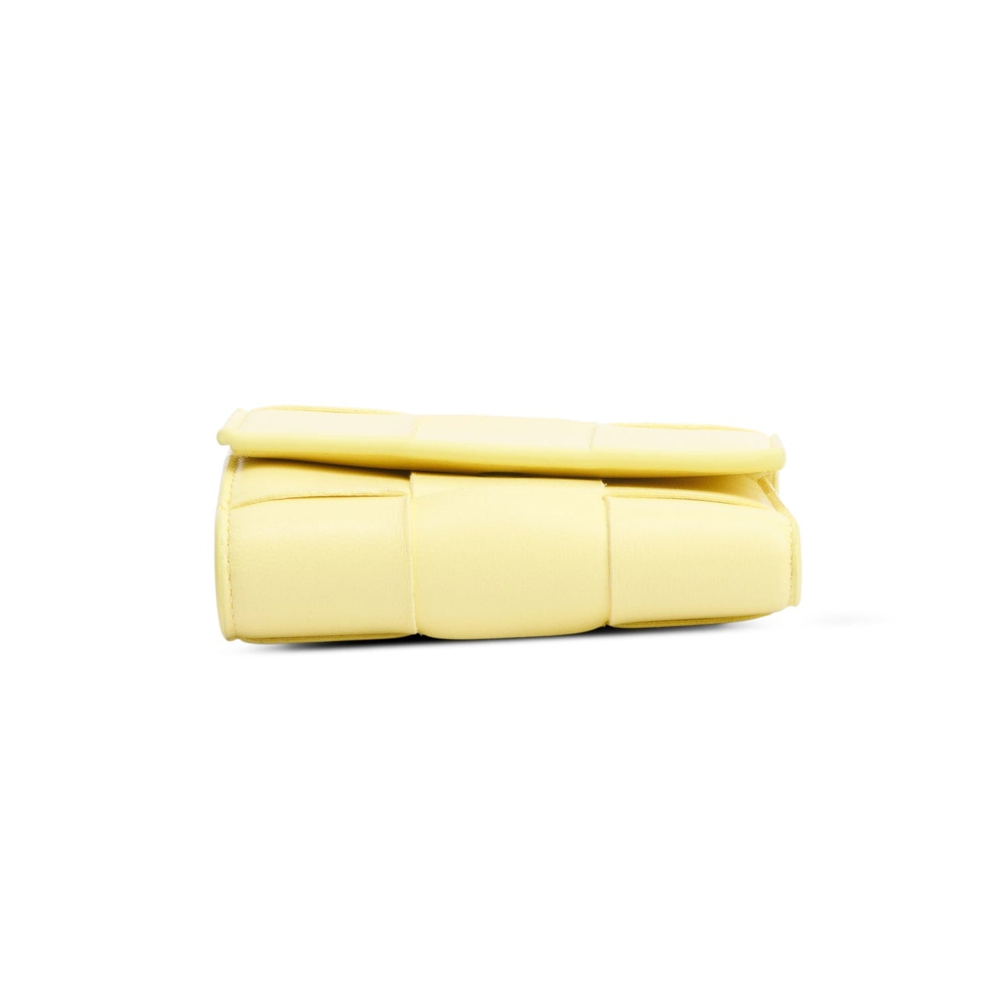 Bottega Veneta Yellow Intreccio Nappa Leather Cassette Tri-Fold Zip Wallet
