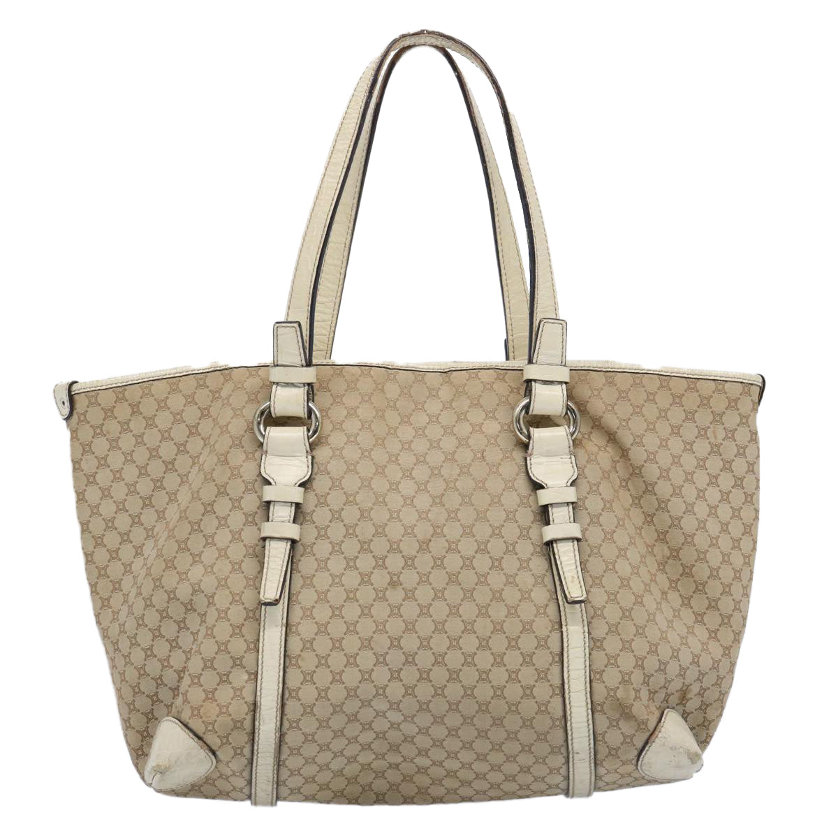 Luxury CELINE Macadam Canvas Tote Bag Beige  62341