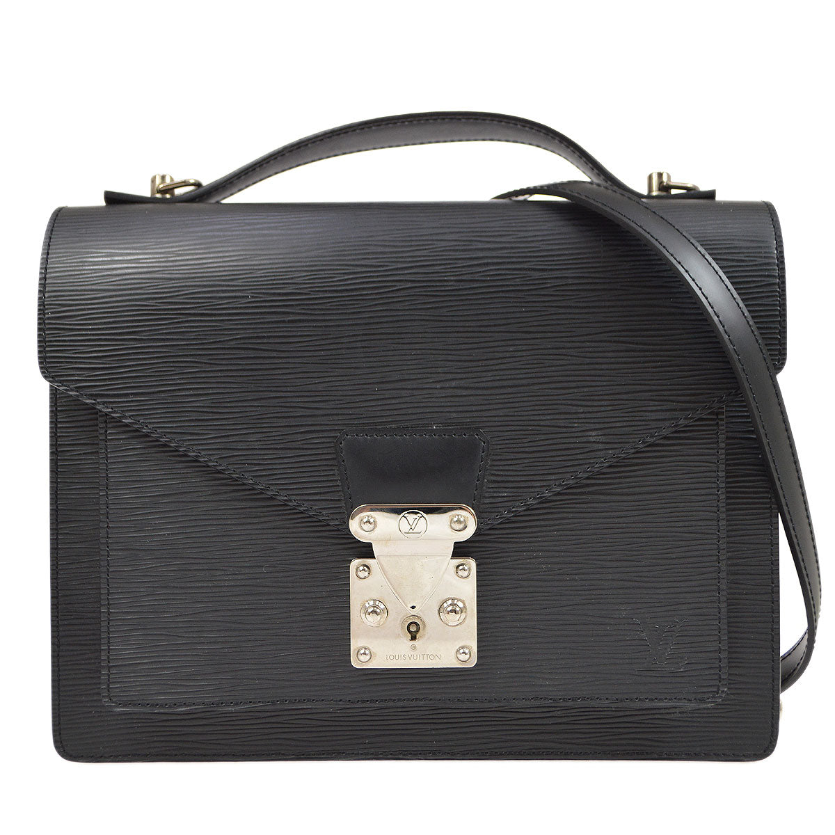 Louis Vuitton Black Epi Monceau 28 Handbag M52792
