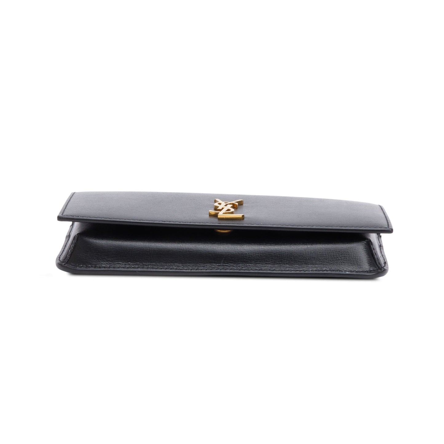 Saint Laurent 2023 Black Calfskin Leather Cassandre Phone Holder