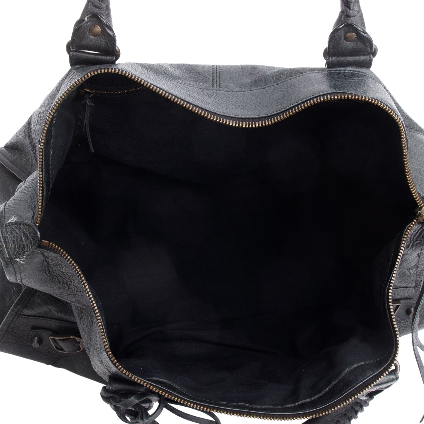 Balenciaga Dark Green Agneu Leather Motocross Classic Work Bag
