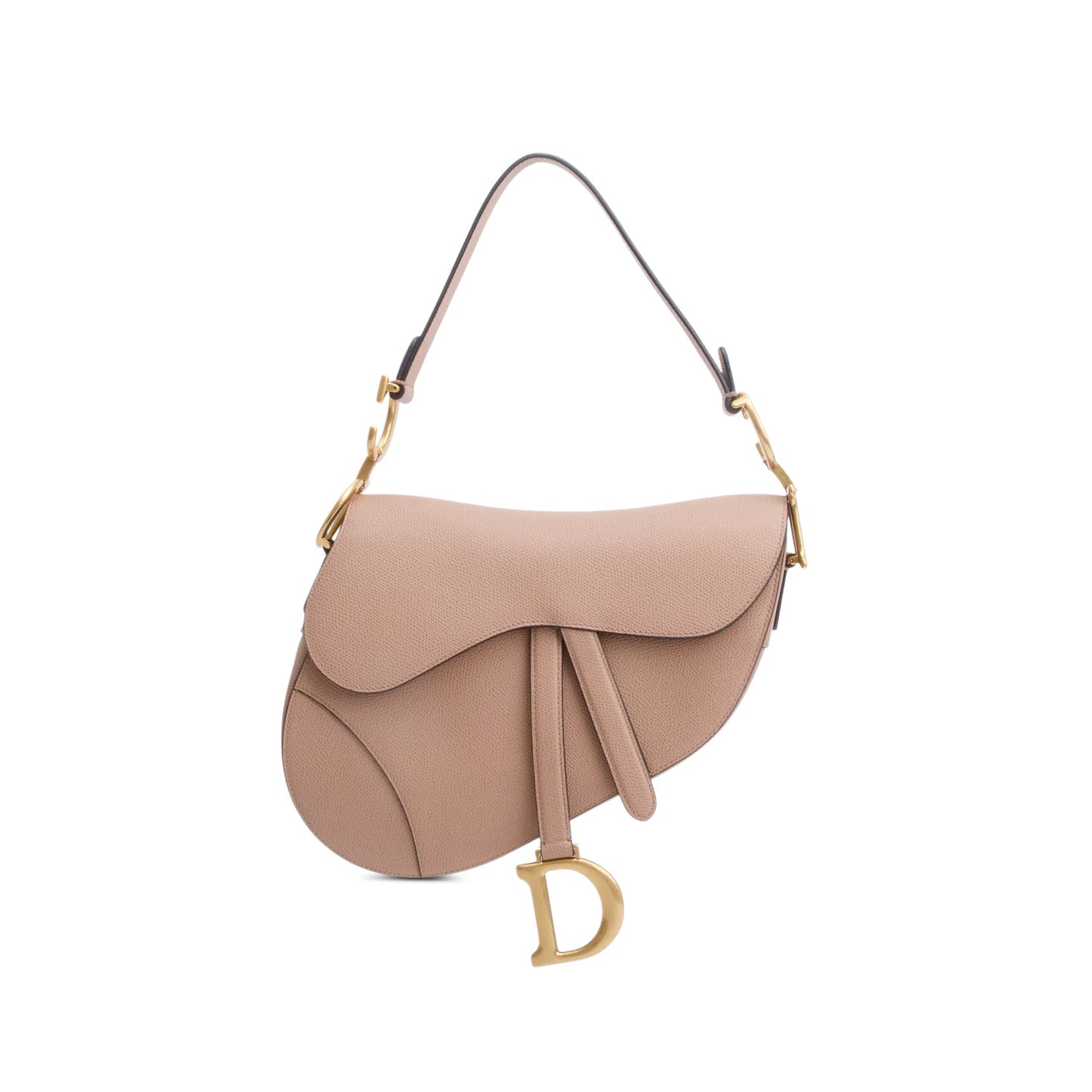Christian Dior 2020 Beige Grained Calfskin Leather Medium Saddle Bag