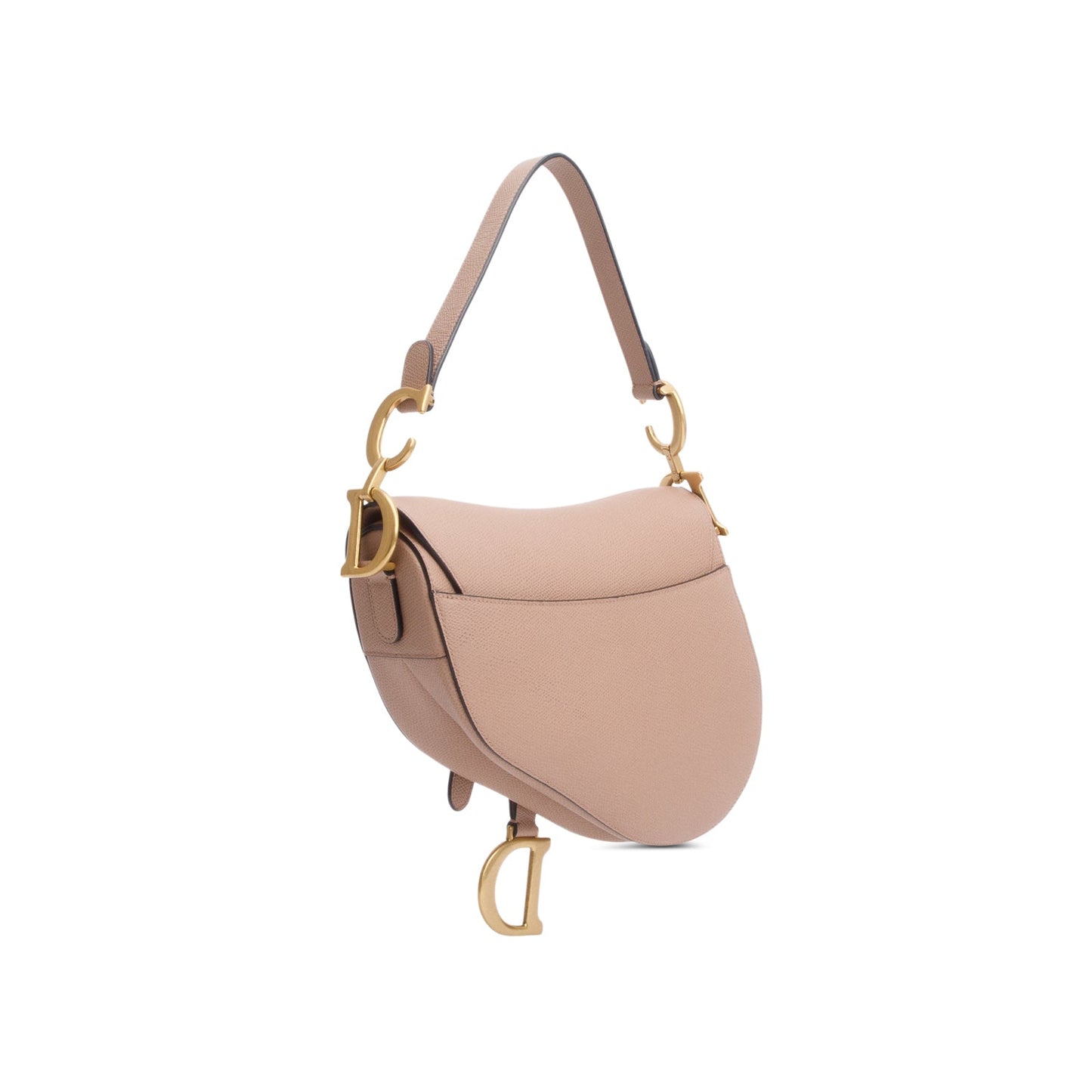 Christian Dior 2020 Beige Grained Calfskin Leather Medium Saddle Bag