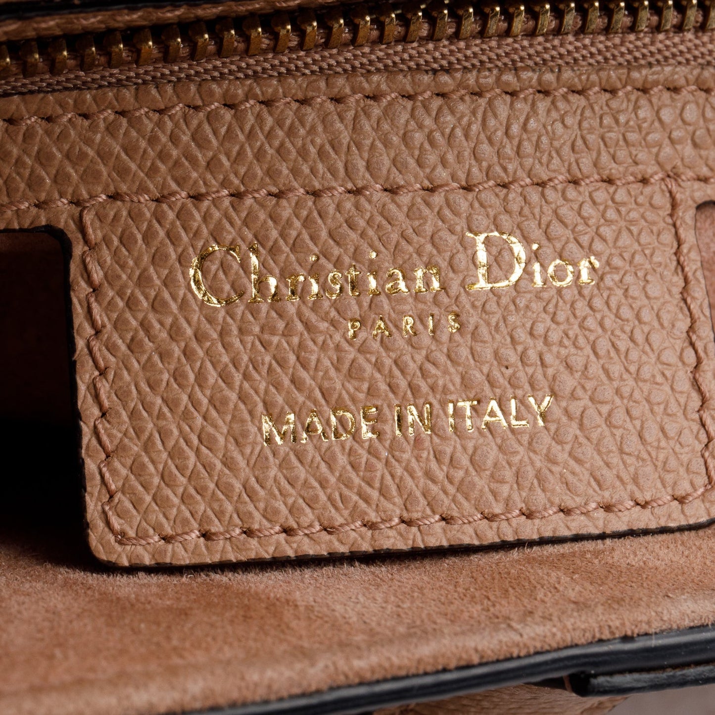 Christian Dior 2020 Beige Grained Calfskin Leather Medium Saddle Bag