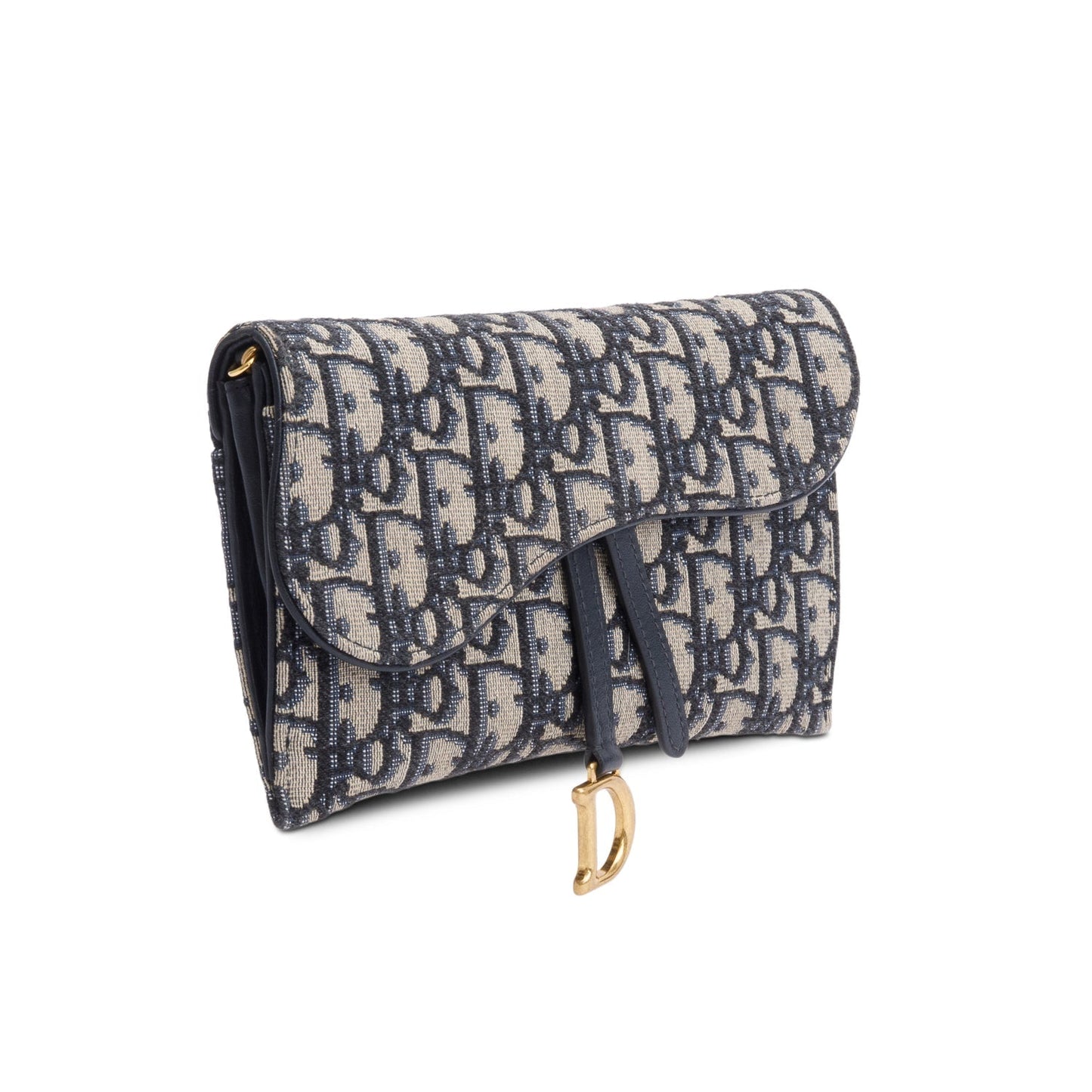 Christian Dior Oblique Jacquard Saddle Pouch with Chain