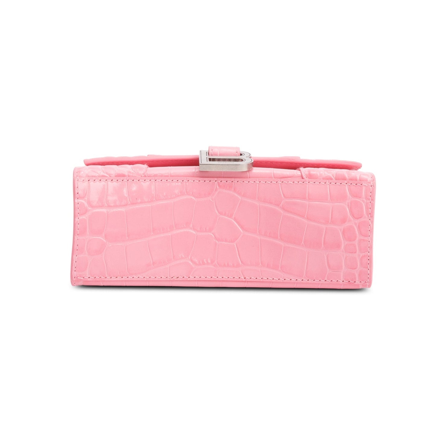 Balenciaga Pink Croc-Embossed Leather XS Hourglass Top Handle Bag