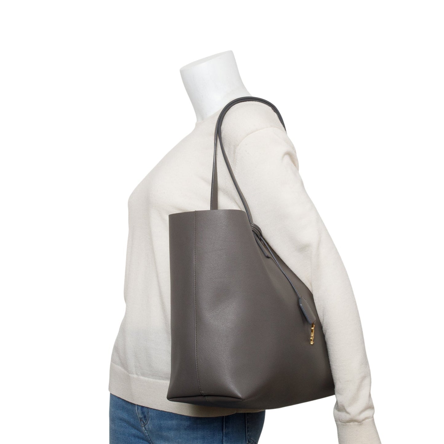 Saint Laurent Grey Leather Large E/W Shopping Tote