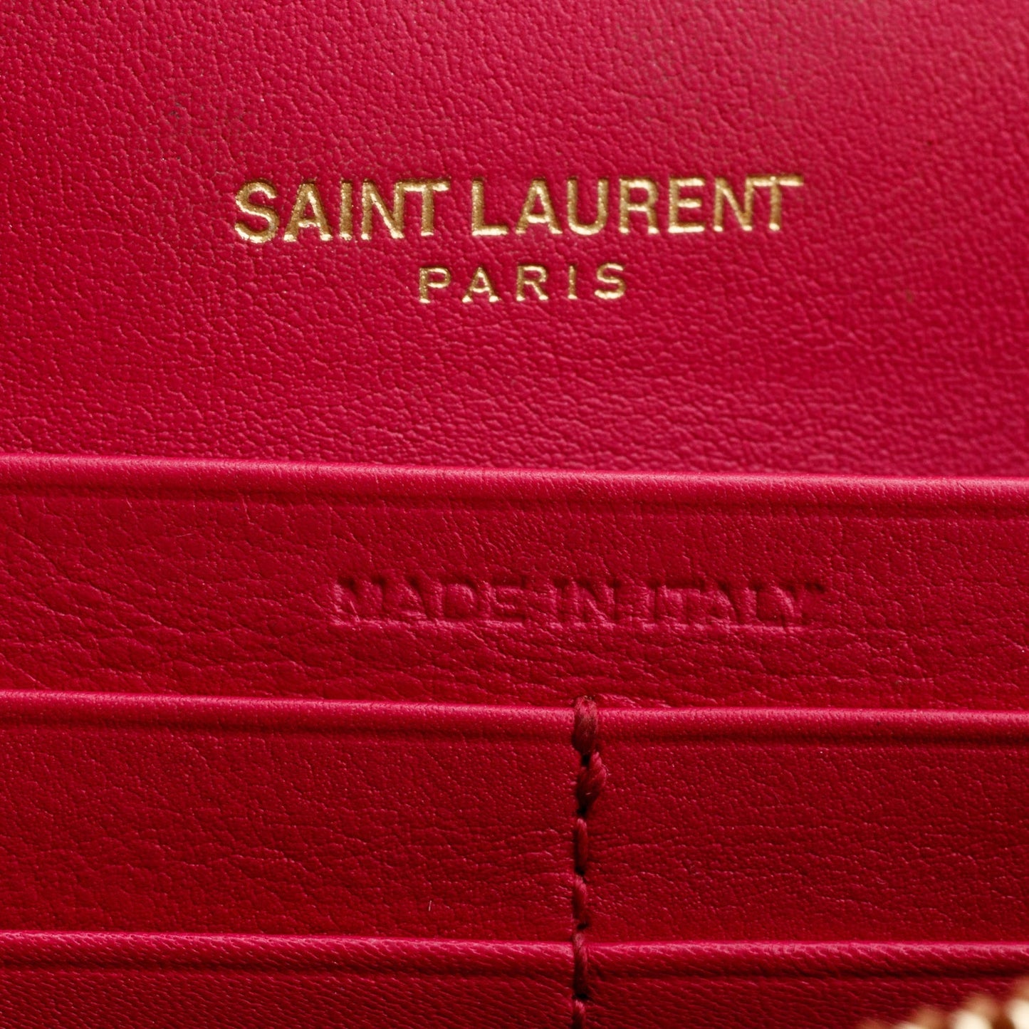 Saint Laurent Pink Patent Leather Vicky Wallet On chain