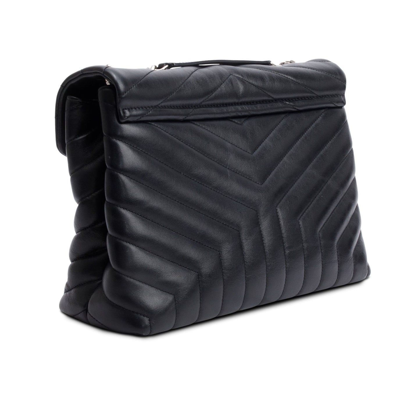 Saint Laurent Black Quilted Leather Medium Loulou Monogram Shoulder Bag