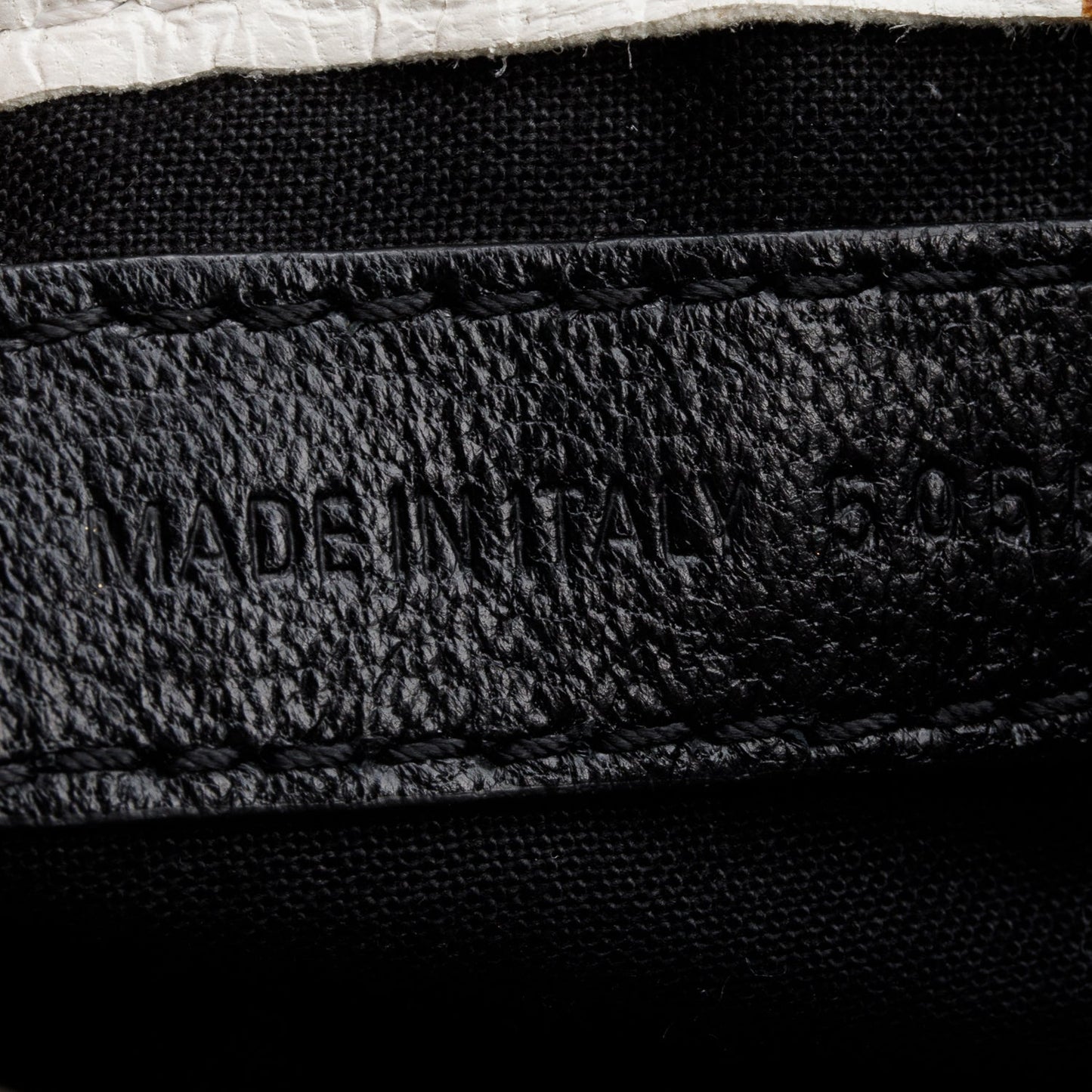 Balenciaga White Croc-Embossed Classic Nano City Bag