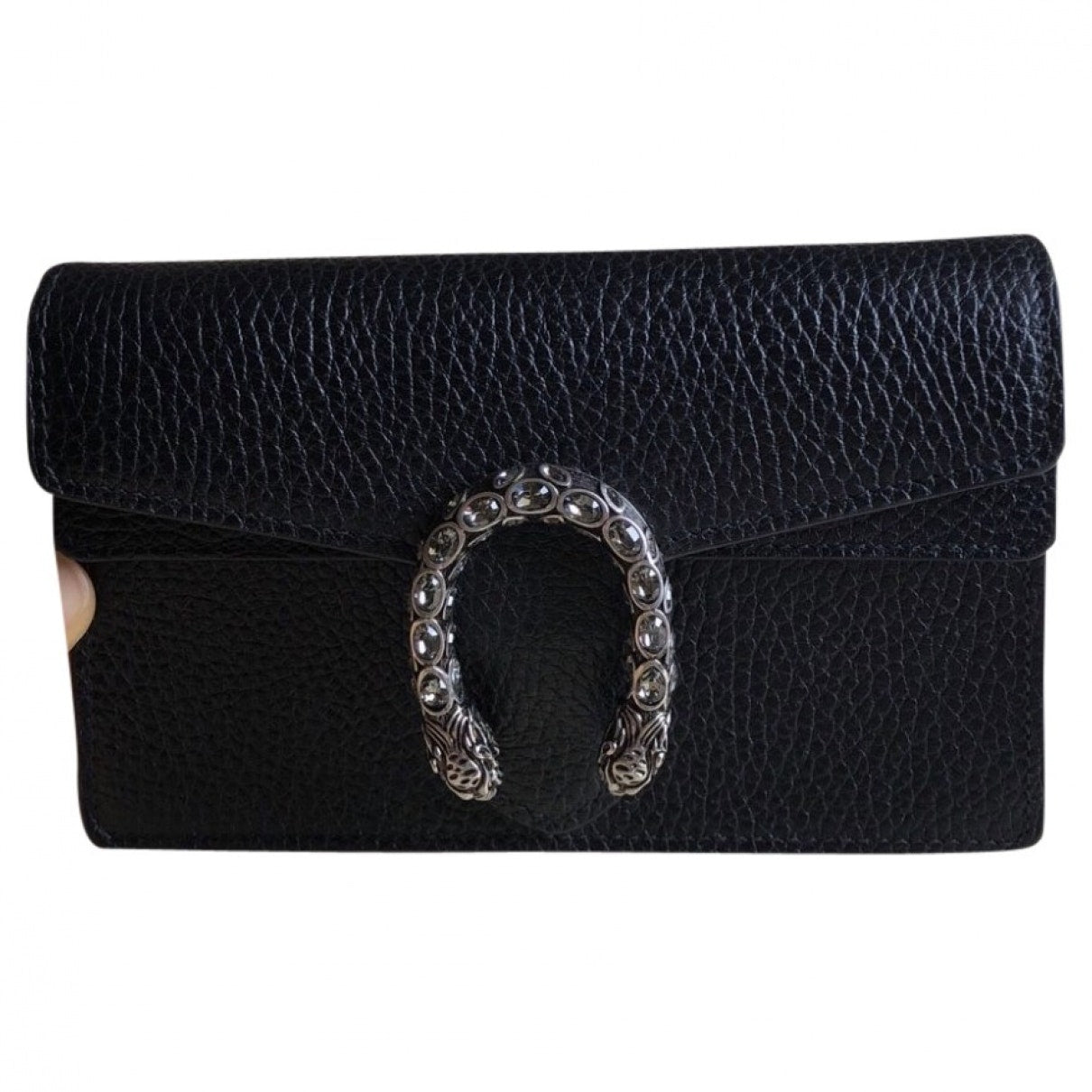 Gucci dionysus black leather clutch bag