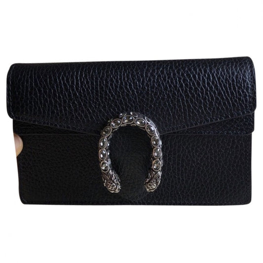 Gucci dionysus black leather clutch bag