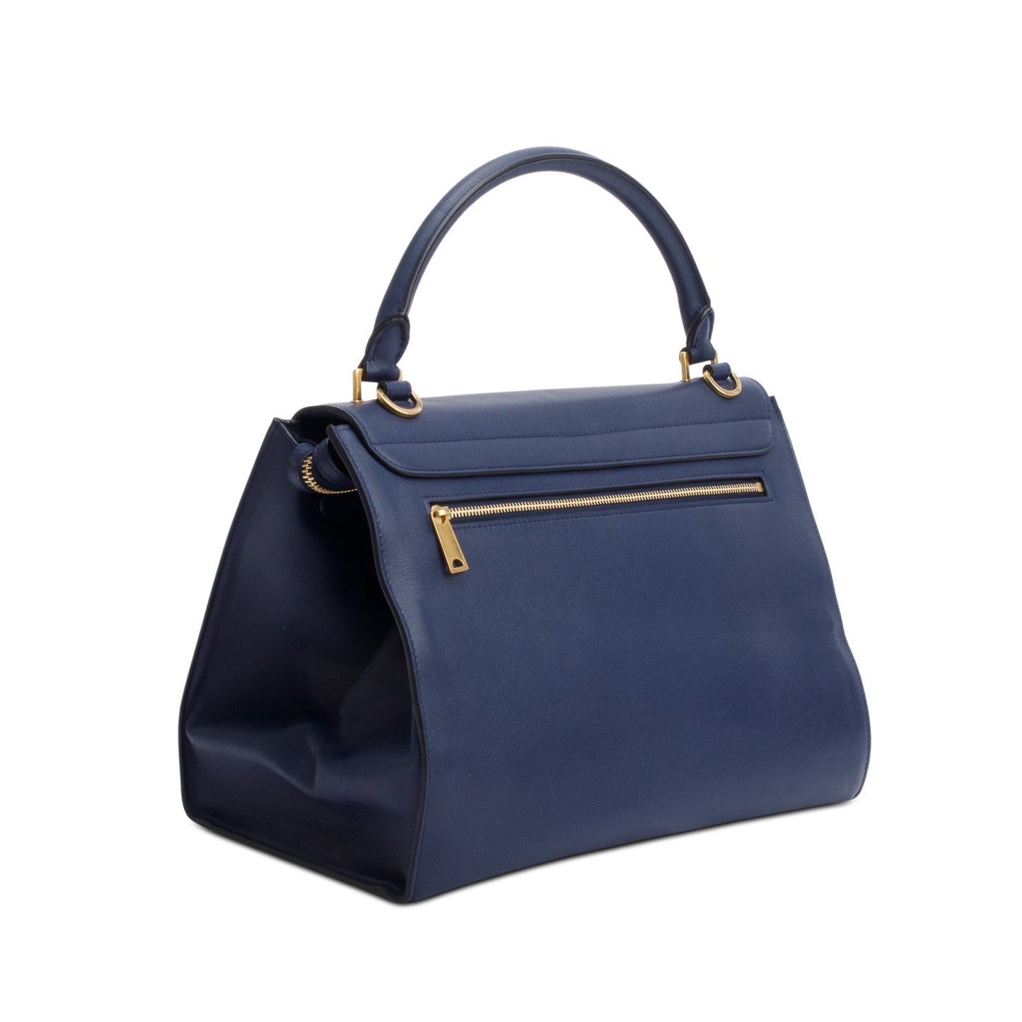 Celine Blue Calfskin Leather Medium Trapeze Bag