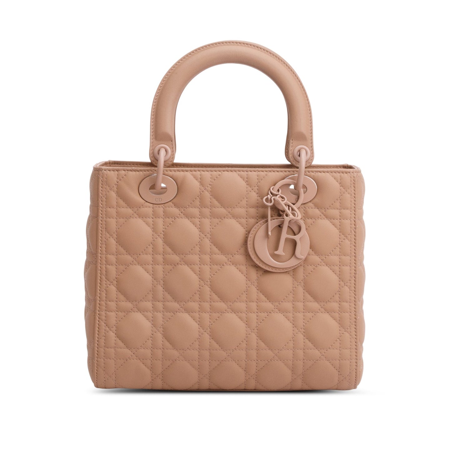 Christian Dior 2020 Blush Ultramatte Cannage Leather Medium Lady Dior Bag