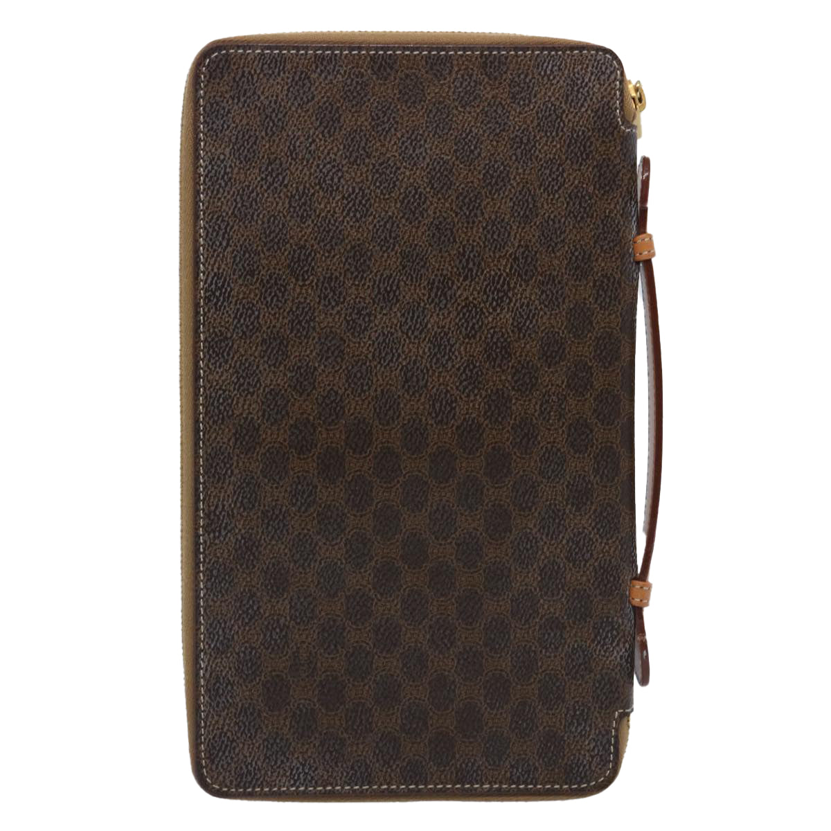 Luxury CELINE Macadam Canvas Travel Case PVC Leather Brown  62670