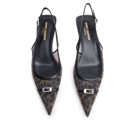 Saint Laurent Brown Animal Print Mesh Oxalis 30 Pumps, Size 37