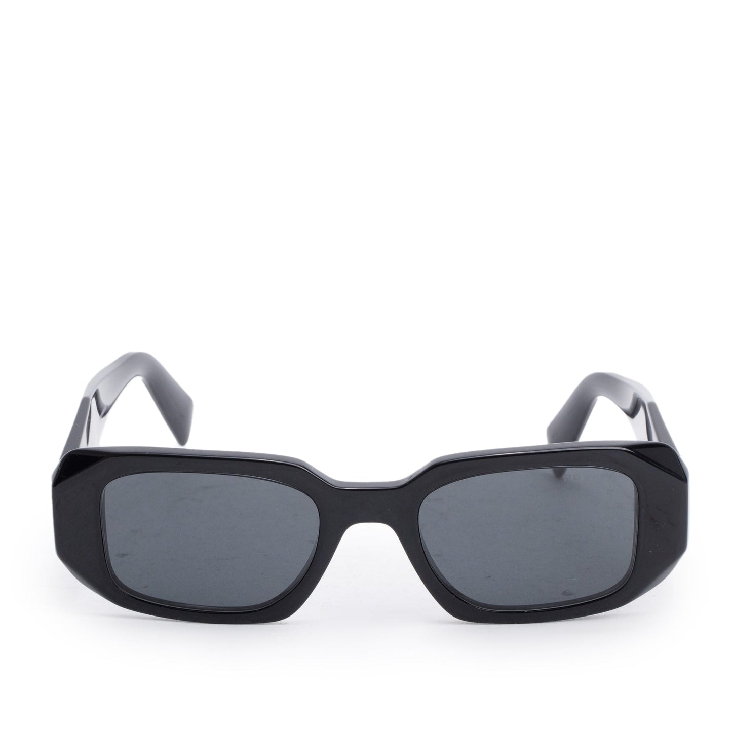 Prada SPR 17W Black Acetate Symbole Rectangular Sunglasses
